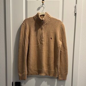 Ralph Lauren Men's Tan Zip-Up Sweater